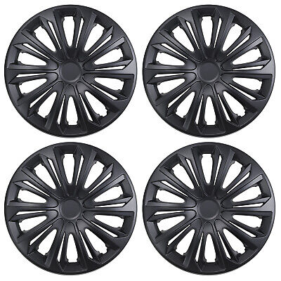 Universal Wheel Trims Covers Hub Caps 15'' in Set of 4 Black Matte Resistant UK