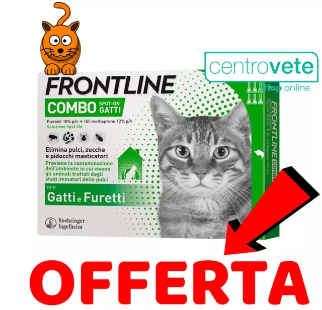 Frontline COMBO Gatti 3 / 6 / 9 / 12 / 15 / 18 Pipette ⇢ Antiparassitario  GATTO