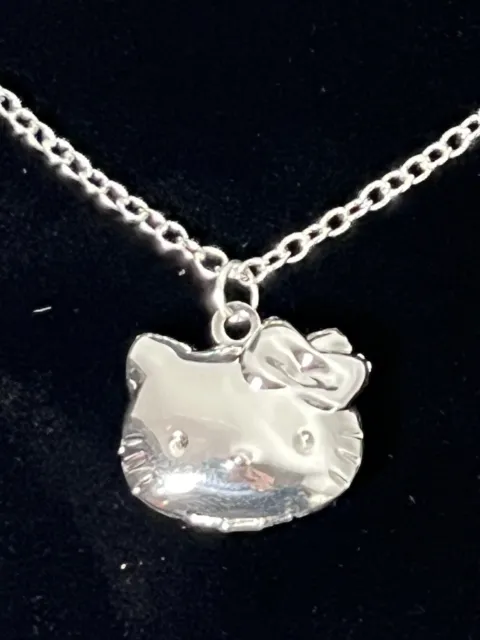 Silver Hello Kitty Locket Necklace Pendant Chain New