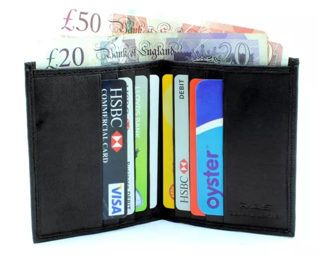 Mens Rfid Safe Leather Ultra Slim Mini Credit Card Note Case Wallet Black 122