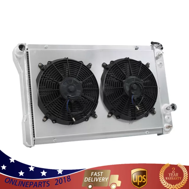 For Chevy Camaro Firebird 1982-1992 3 Row Aluminum Radiator 12V Slim Shroud Fan 2