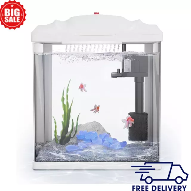 2 Gal Glass Betta Fish Tank Set Up Aquarium Starter Kit w/ Filter ＆ Light HOT