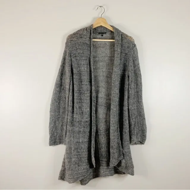 Eileen Fisher Open Knit Alpaca Wool Duster Cardigan Sweater Size Large L Gray