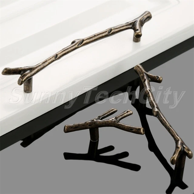 2x Vintage Door Twig Pull Handles Drawer Wardrobe Cupboard Cabinet Dresser Knobs