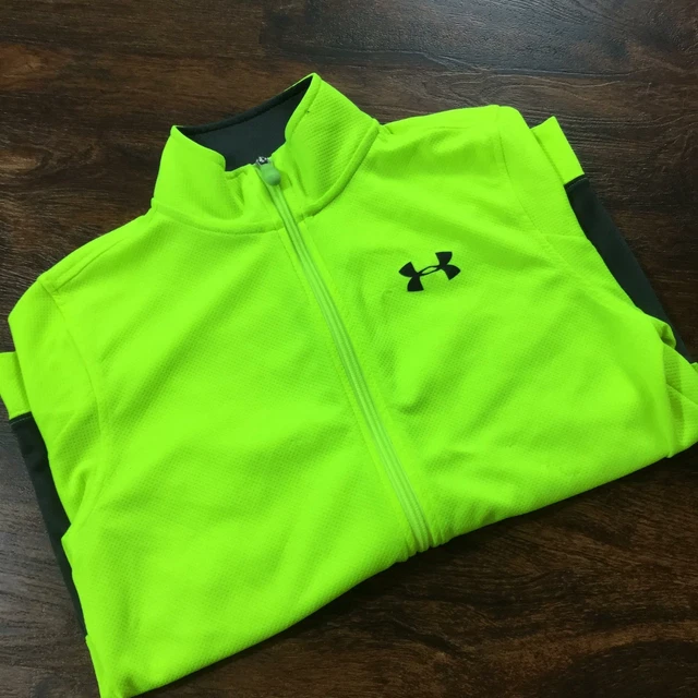 UNDER ARMOUR Full Zip Up Mock Neck Neon Green Activewear Jacket Boy's Size Large