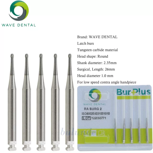 Wave Dental Tungsten Carbide Surgical Burs Round 26mm RA SURG 2 4 5 6 8# Prima 2