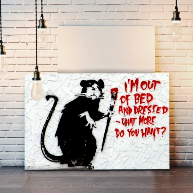 Banksy Canvas Street Wall Art Print Artwork - I'm Out Of Bed