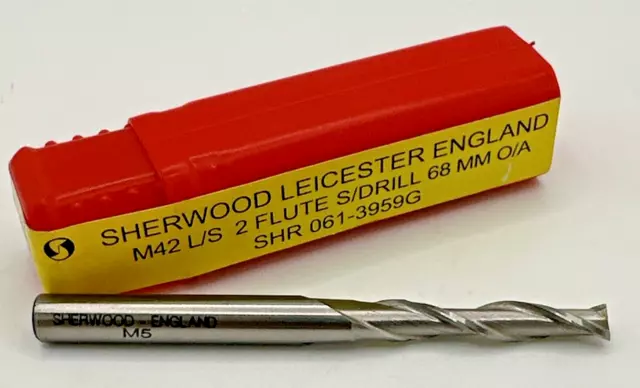 Sherwood 5mm Long Series 2 Flute M42 Colbalt HSS Slot Drill Mill