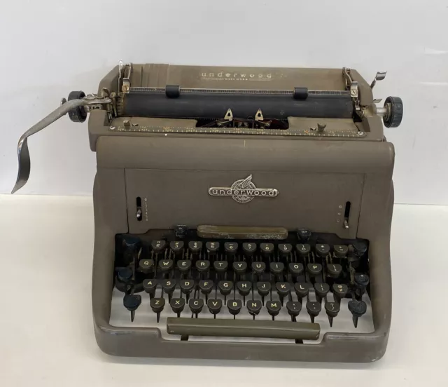 Antique Underwood Typewriter Cast Iron Army Green P29760