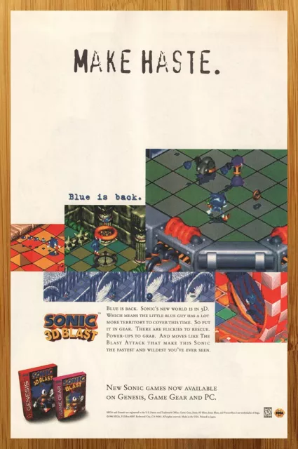 1991 Sonic The Hedgehog Sega Genesis Vintage Print Ad/Poster