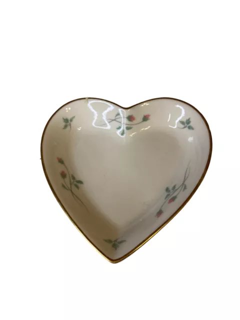 Lenox Heart Shaped Rose Manor Trinket Dish with 24 Kt. Gold Decoration