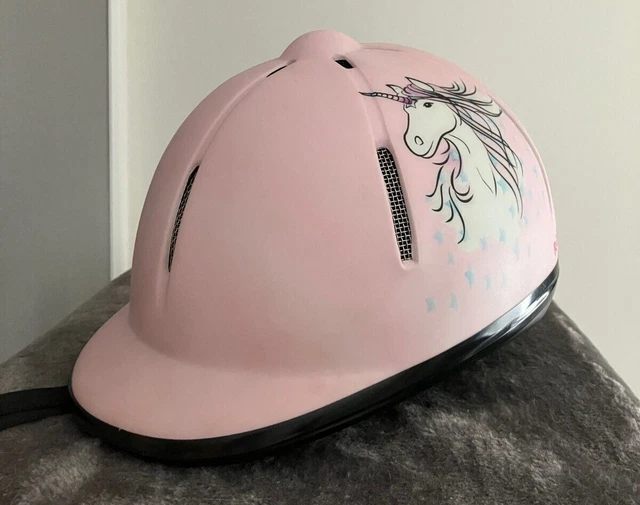 Reiterhelm Reitkappe Krämer K-2A, Gr. S (48-52cm), rosa mit Einhorn, Kinder
