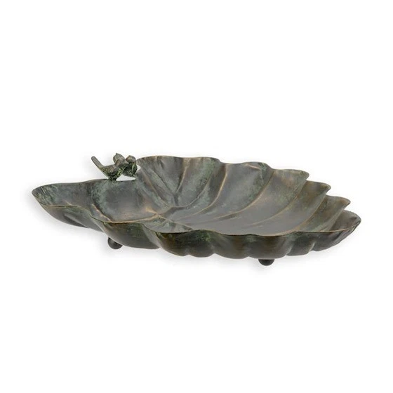 9932752 BOWL IRON Rustic Bird Bath/Bath Leaf Brown Hanging 67x31x36cm £ ...