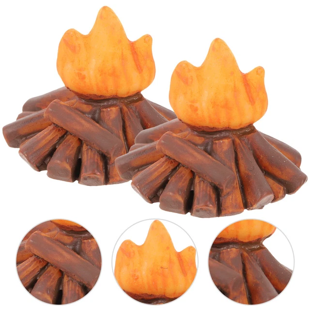 2 PCS MINIATURE Fire Model Decoration Bonfire Campfire Toy Room £5.72