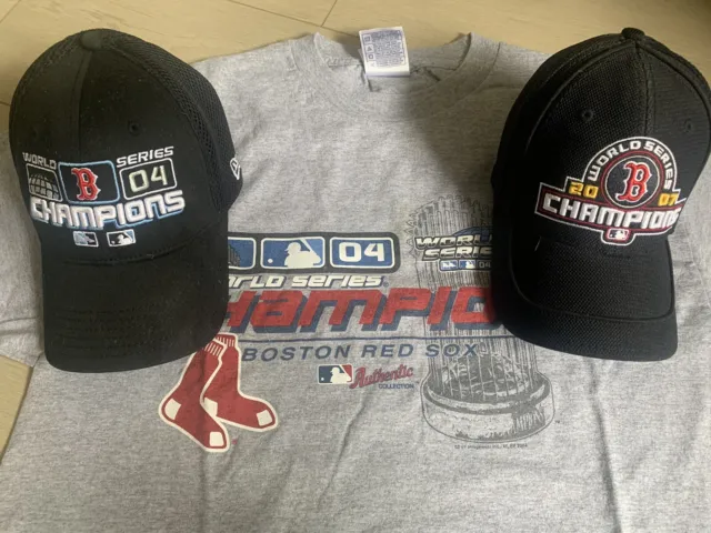 Boston Red Sox World Series baseball caps 2004/2007 + 2004 WS T-shirt Like New!!
