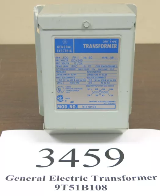 GE Model 9T51B108 Buck Boost 120x240 12/24 Transformer - Inventory #3459