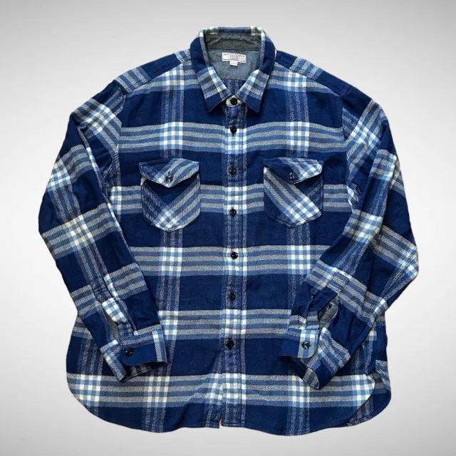 Wallace & Barnes Men’s XXL Heavyweight Flannel Shirt Two-Tone Veranda Blue Plaid