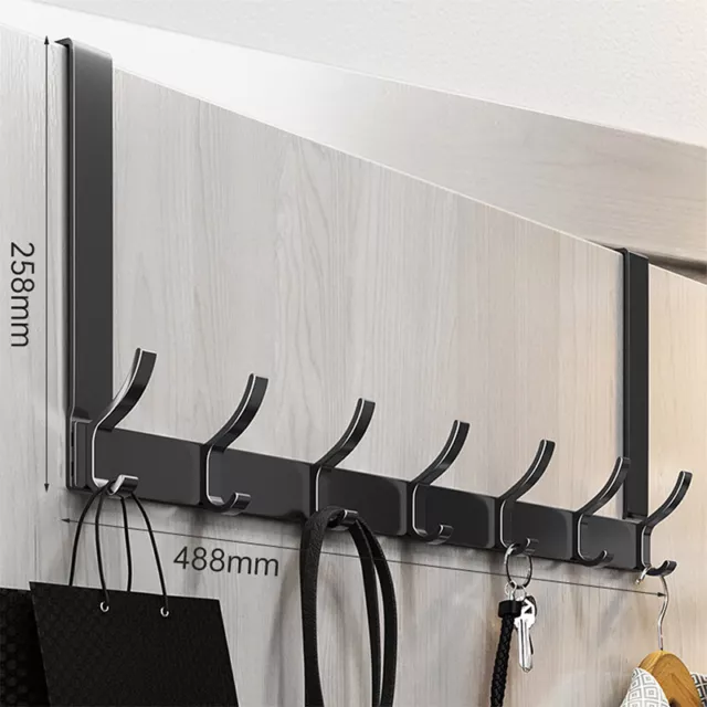 Over The Door 7 Hooks Hanger Rack Organizer Cloth Storage Silver Towel Coat UK