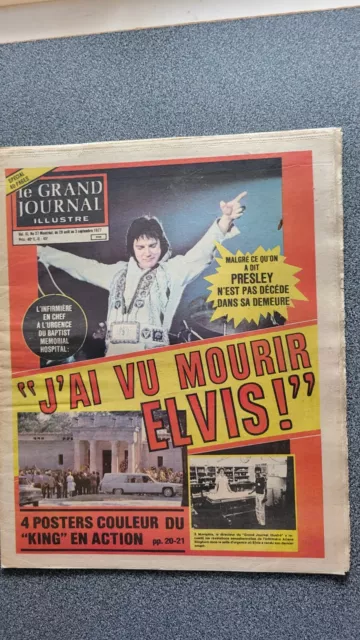 1977 Newspapers Le Grand Journal Illustre With 4 Giant Poster Elvis Presley