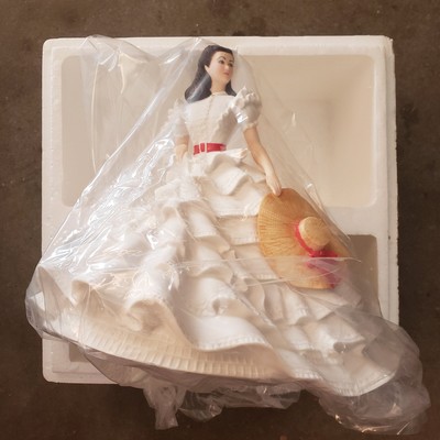 Gone With The Wind 1987 Franklin Mint Scarlett O'hara White Dress 10" Figurine