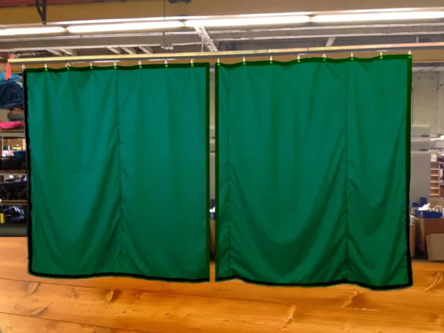 Lot of (2) Hunter Green Curtain/Stage Backdrop, Non-FR, 10 H x 10 W