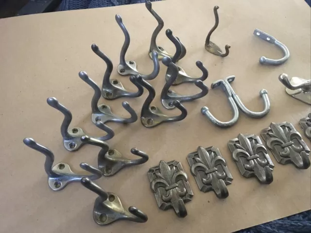 Lot of Coat Hooks. Some Look Matching. Some Look Vintage. 1 Marked NY Mixed Lot 2