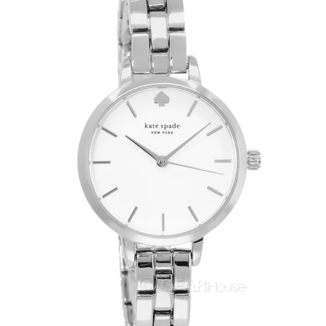 Kate Spade New York Womens Metro Watch, White Dial, Silver Stainless Steel Band