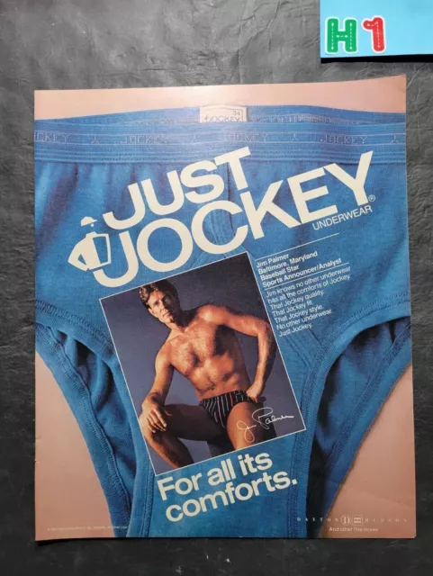 JIM PALMER JUST JOCKEY UNDERWEAR Vintage 9.5 X 12 Magazine Ad 1980's RSL20