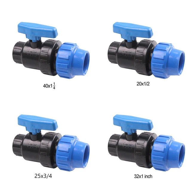 2 Connecteurs Tuyau Eau SWAWIS 32mm | Raccord PP Pour Tuyaux PE - Robinet à Bille