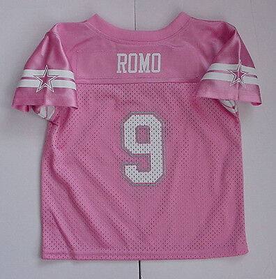 Nwt ! Tony Romo 9 Maglia Neonato Ragazze Dallas Cowboys Rosa Brillante Rete Sz