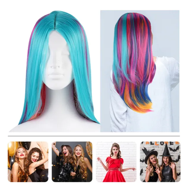 Colored Wig Rainbow Ombre Wig Multicolor Hair Wig Harajuku Headgear Miss 2