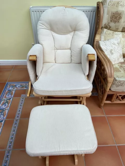 Nursing Glider Chair  - Sereno Natural with Footstool, Recline Positions