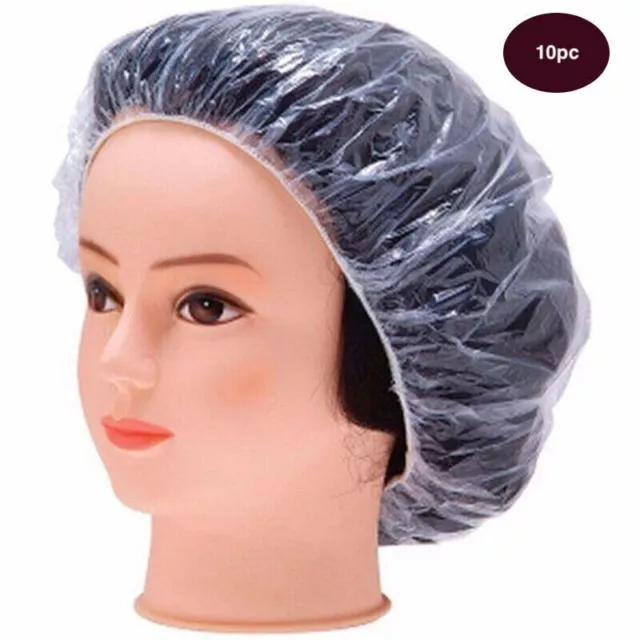 10x Disposable Shower Bath Caps Hat Waterproof Clear Hair Free Scrunchie (B29)