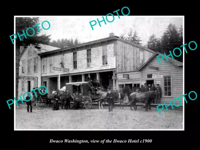 OLD POSTCARD SIZE PHOTO OF ILWACO WASHINGTON VIEW OF THE ILWACO HOTEL c1900