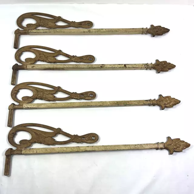 Antique Metal Swing Arm Curtain Rods Shabby Chic Lot of 4 Art Deco Style