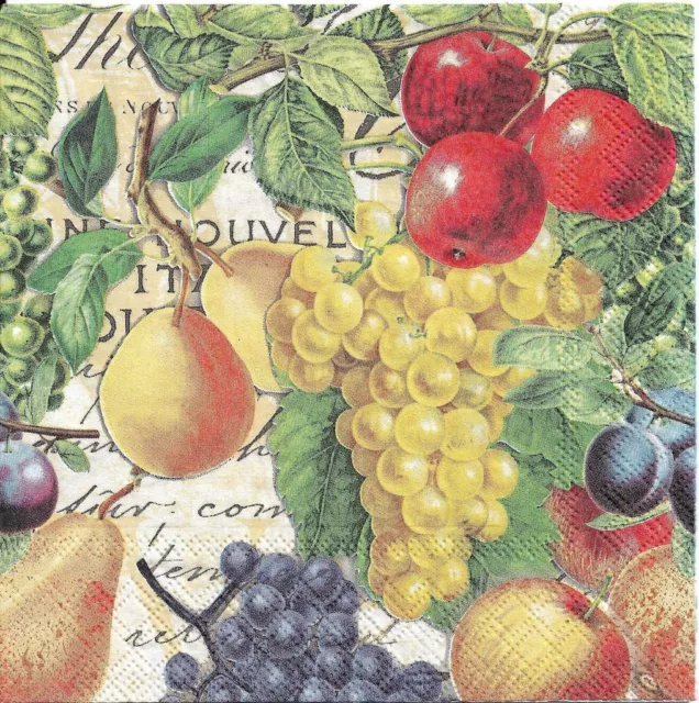 Lot de 4 Serviettes en papier Fruits d'Automne Raisin Decoupage Decopatch