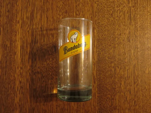 RARE Bundaberg Rum GLASS Collectable Yellow Bundy BEAR Logo As New