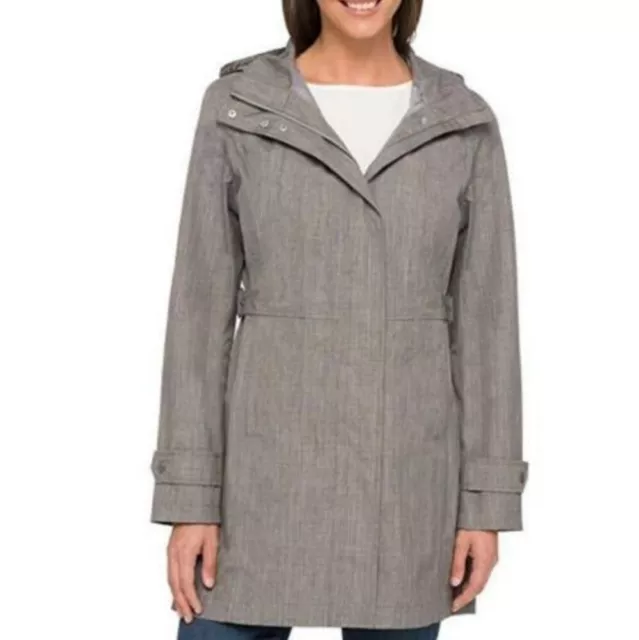 KIRKLAND SIGNATURE GRAY Zip Rain Jacket Hooded Trench Coat Size Medium ...
