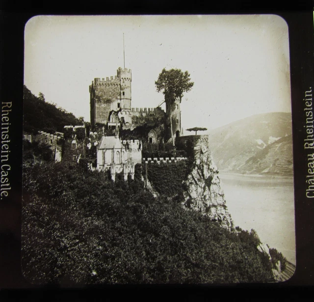 Glass Magic lantern slide RHEINSTEIN CASTLE C1910 GERMANY RHINE PHOTO