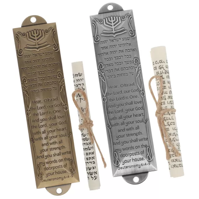 Metal Blessing Mezuzah Set with Scroll for Jewish Door Mitzvah-CM