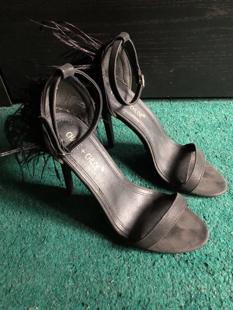 Talons noirs à peine là 6,5 plumes faux daim