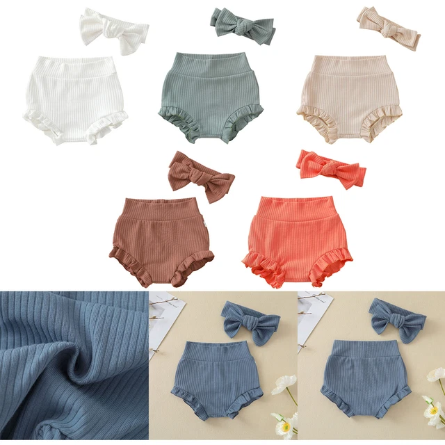Copri pannolini fioriti arricciati in cotone bambine set fasciatoia pantaloncini base