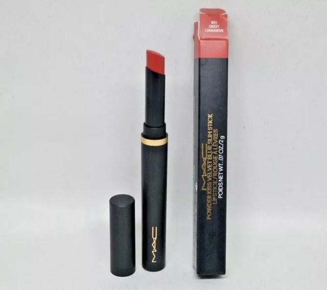 MAC Powder Kiss Velvet Blur Slim Lip Stick, 893 SWEET CINNAMON 0.07 oz / 2 g NIB
