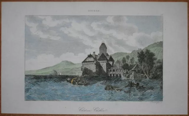 1838 print CHATEAU DE CHILLON, MONTREUX, SWITZERLAND (#56)