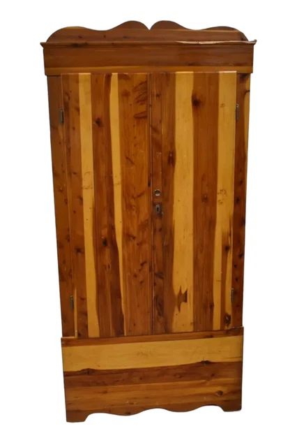 Antique, Two Door Vintage Solid Red Cedar Wardrobe Armoire Closet Antique, Two Door Vintage Solid Red Cedar Wardrobe Armoire Closet
