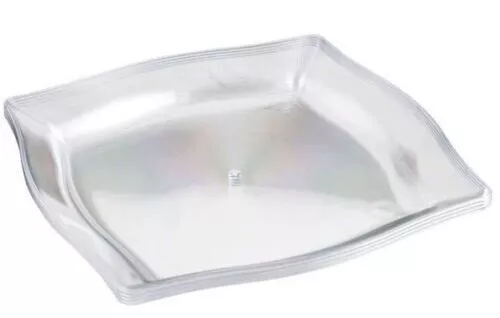 Reusable Clear Strong Plastic Square Dessert Side Party Plates 18cm