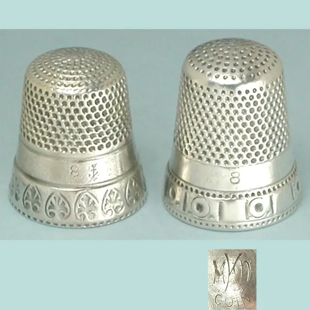 2 Antique Sterling Silver & Coin Thimbles * American * Circa 1880 & 90s