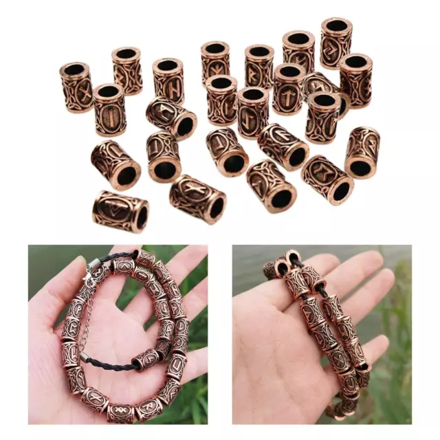 24 Stck. Nordische Wikinger Runen Perle Retro Haar Bart Ringe Metall Skandinavisch für