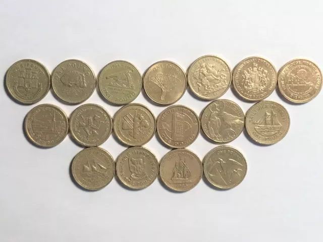 Rare  £1 One Pound Coins Gibraltar, Isle of Man, Jersey, Guernsey, St.Helena