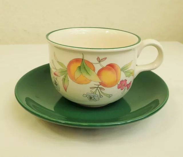 T G Green Cloverleaf Peaches and Cream Tea Cups and Saucers Set Green